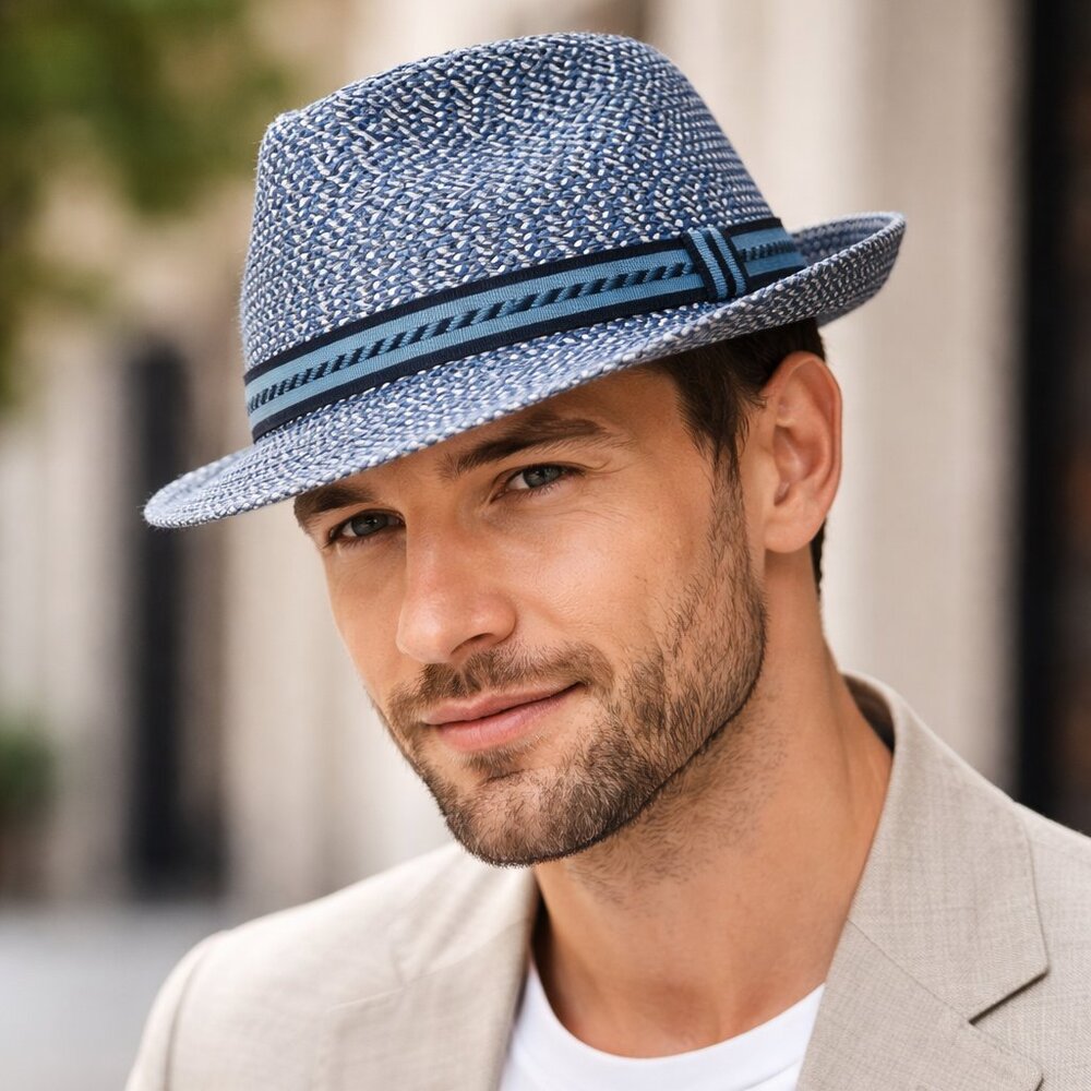 Bailey of Hollywood Breed What's on Your Mind Fedora Navy Multi Size XXL